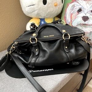 miu miu vitello lux bow bag black